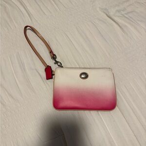 Pink and White Coach Wristlet